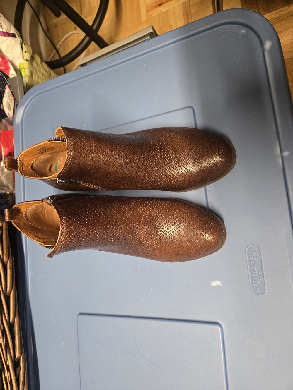 Lucky Brand Brown Textured Ankle Booties